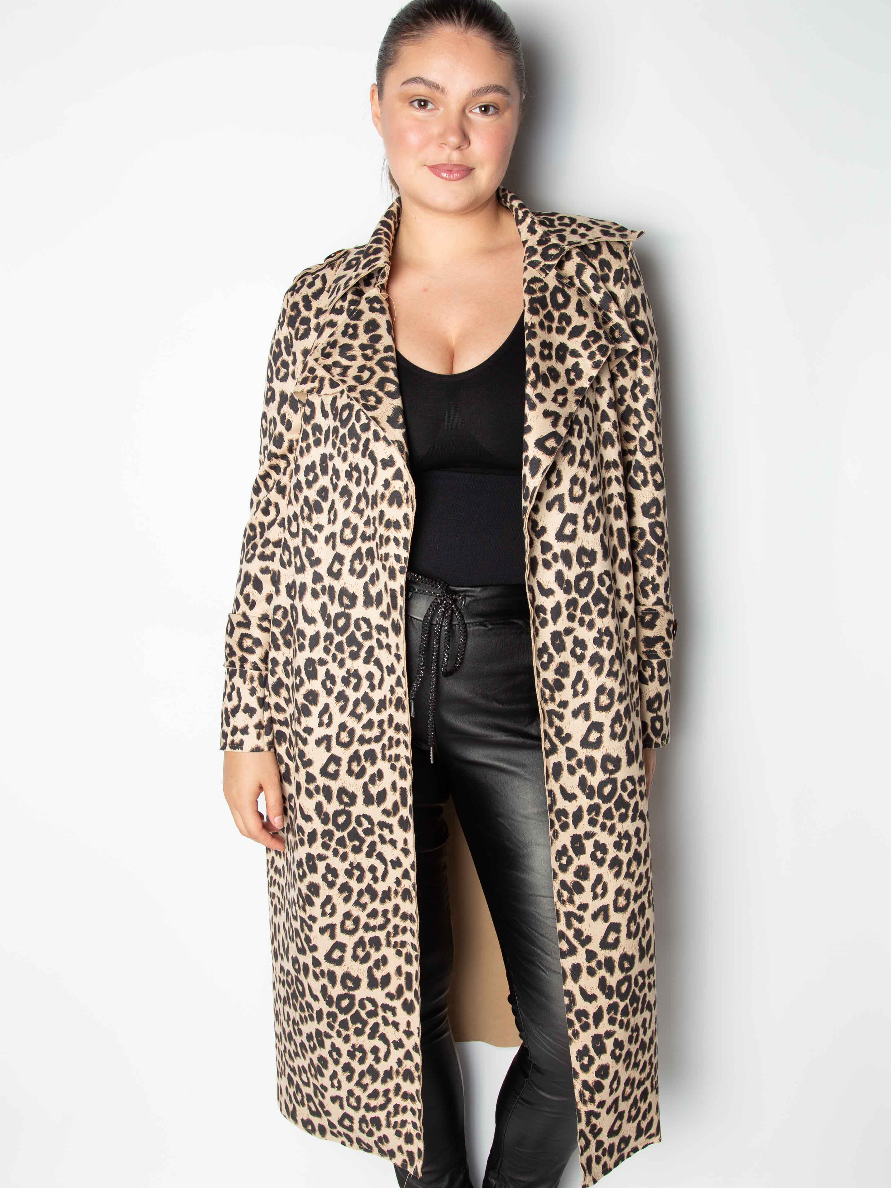 Lang leopard ruskindslook frakke by Krone 1