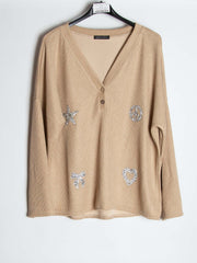 Ribbluse med bling motiver - Brystmål 120cm - Ingen returret - ITNOV24 by Krone 1