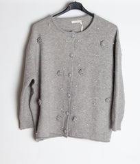 Strikcardigan med perler og blomster - Str. 36-48 - Ingen returret by Krone 1