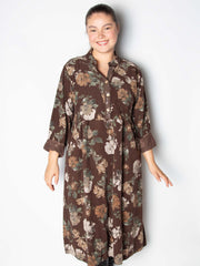 Fløjlskjole med blomster - Brystmål 130cm by Krone 1