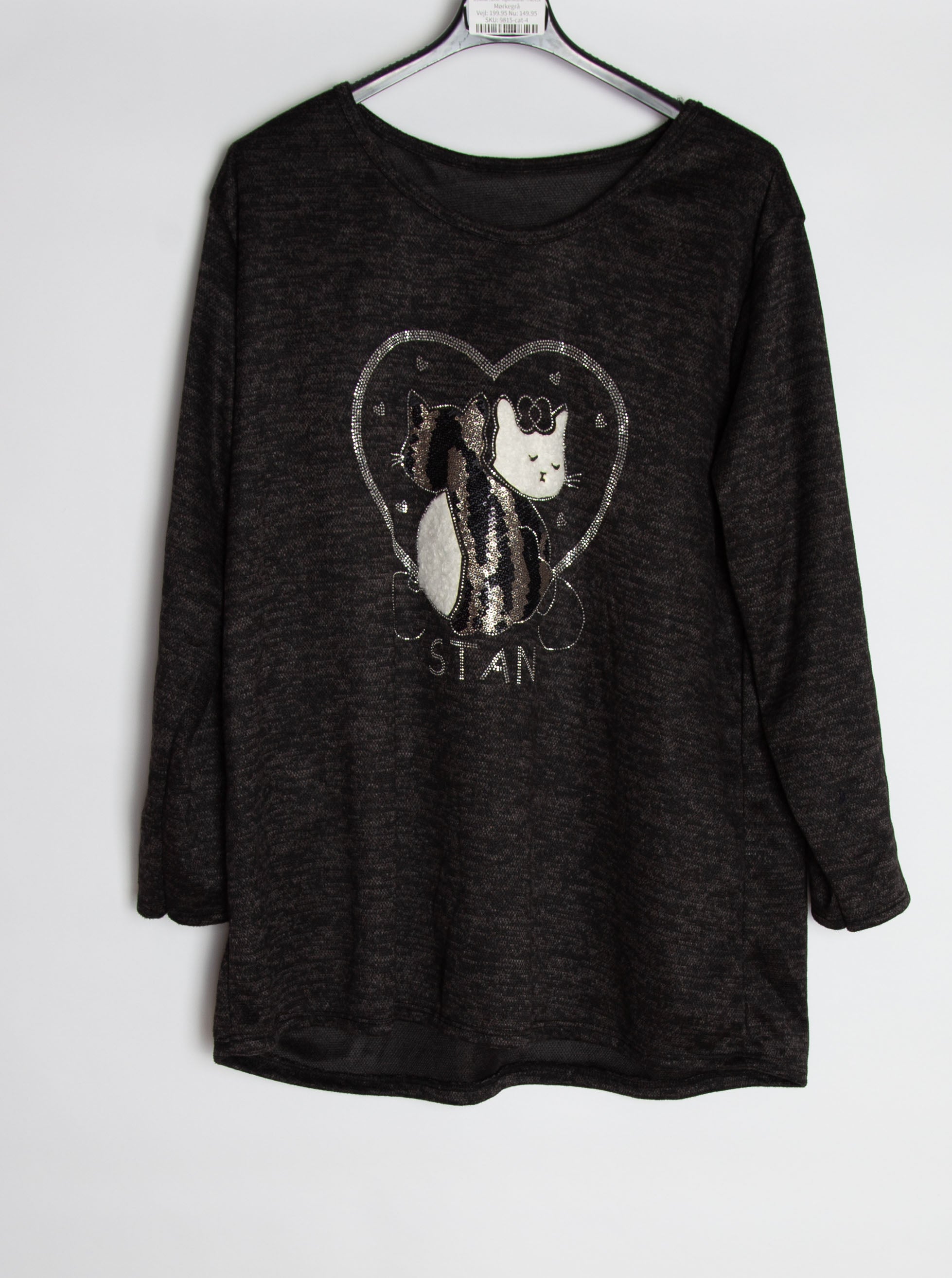 Meleret strikbluse med kattemotiv - Brystmål 130cm - Ingen returret - ITNOV24 by Krone 1