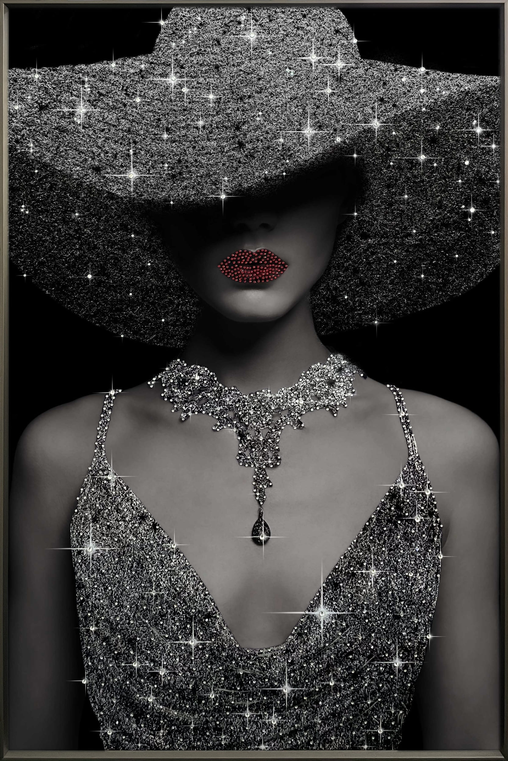 Indrammet vægmaleri – Lady Diamonds 80x120 cm by L.C Wholesaler