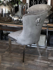 Spisestole med løve metalben grå by Krone 1