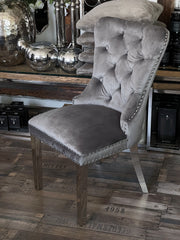 Spisestole med løve metalben grå by Krone 1