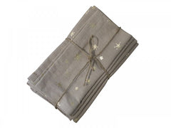 Stofservietter med guldstjerner Sæt af 4, Hørfarvet 40x40 cm by Chic Antique