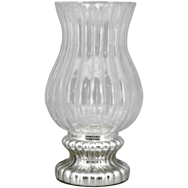 Hurricane lysestage med rillet mønster Sølv 22x22x41 cm by Exner