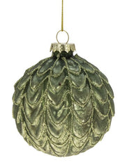 Glaskugle Grøn m. Guldglitter Ø 8 cm by WEISTE