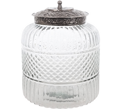 Glas krukke med sølv låg 17x17x22cm by Hoff