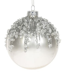 Julekugle i glas 8 cm Opal Powder med Ice Glitter by WEISTE