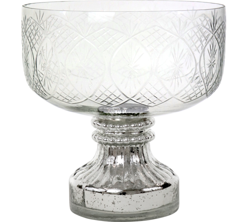 Glas skål med sølvbase Ø29,5x30 cm by Hoff