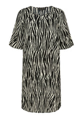 No. 1 By Ox Loose Tunic Dress Black / Off White Zebra Print by No. 1 By Ox
