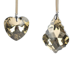 Glasophæng "Crystal" 6 cm 2 stk. Mørk Guld med Velourbånd by WEISTE