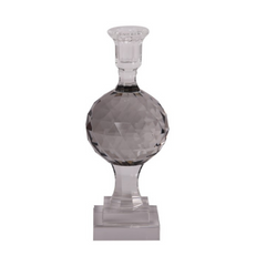 Krystal facetslebet kugle lysestage på fod, grå, 25,5xØ10 cm by EJA