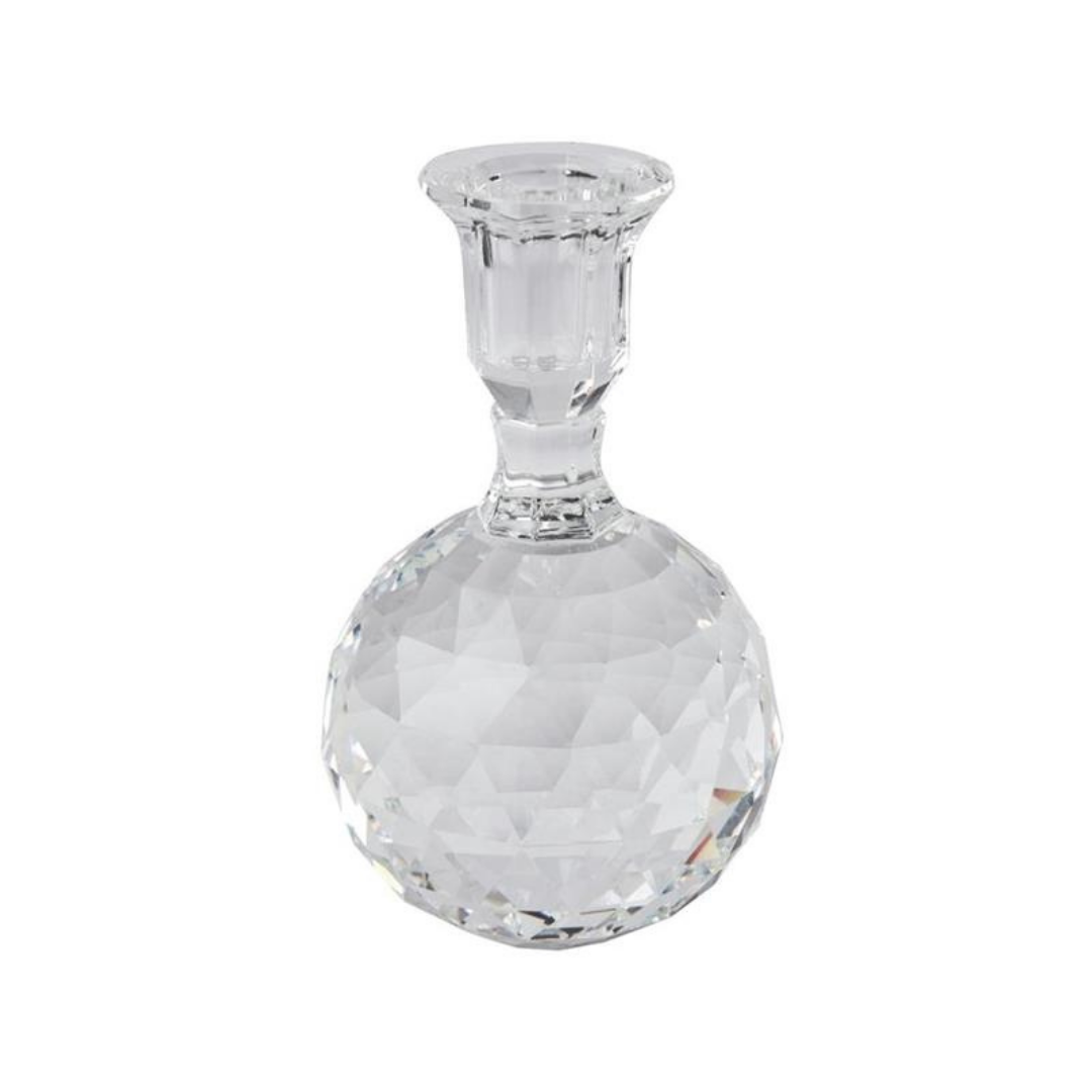 Krystal facetslebet kugle lysestage klar 16,5xØ10 cm by EJA