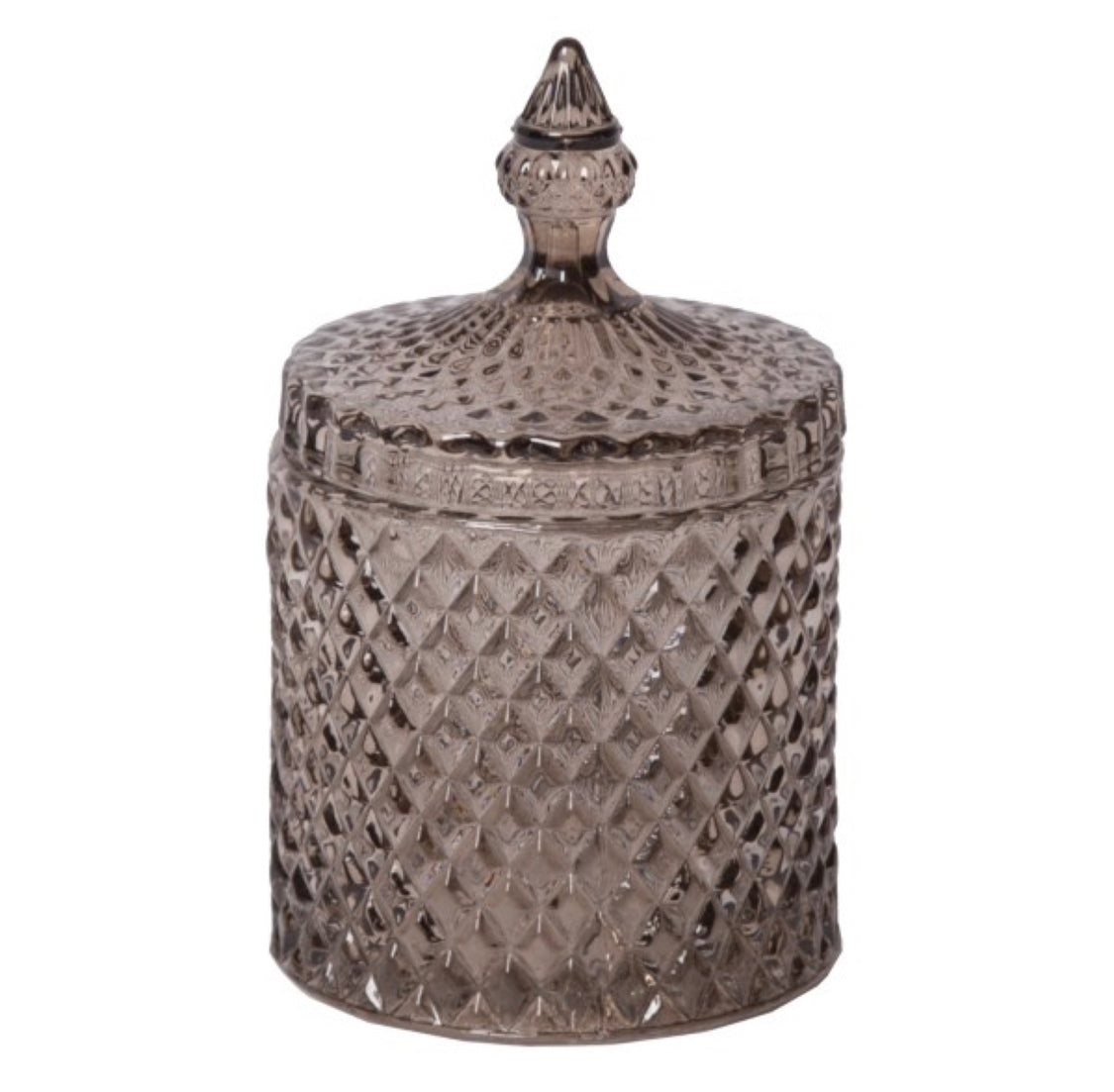 Opbevaringskrukke med ternet mønster, brun 17x10 cm by EJA