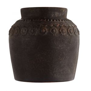Lille brun keramisk krukke med mønster by ByLiving