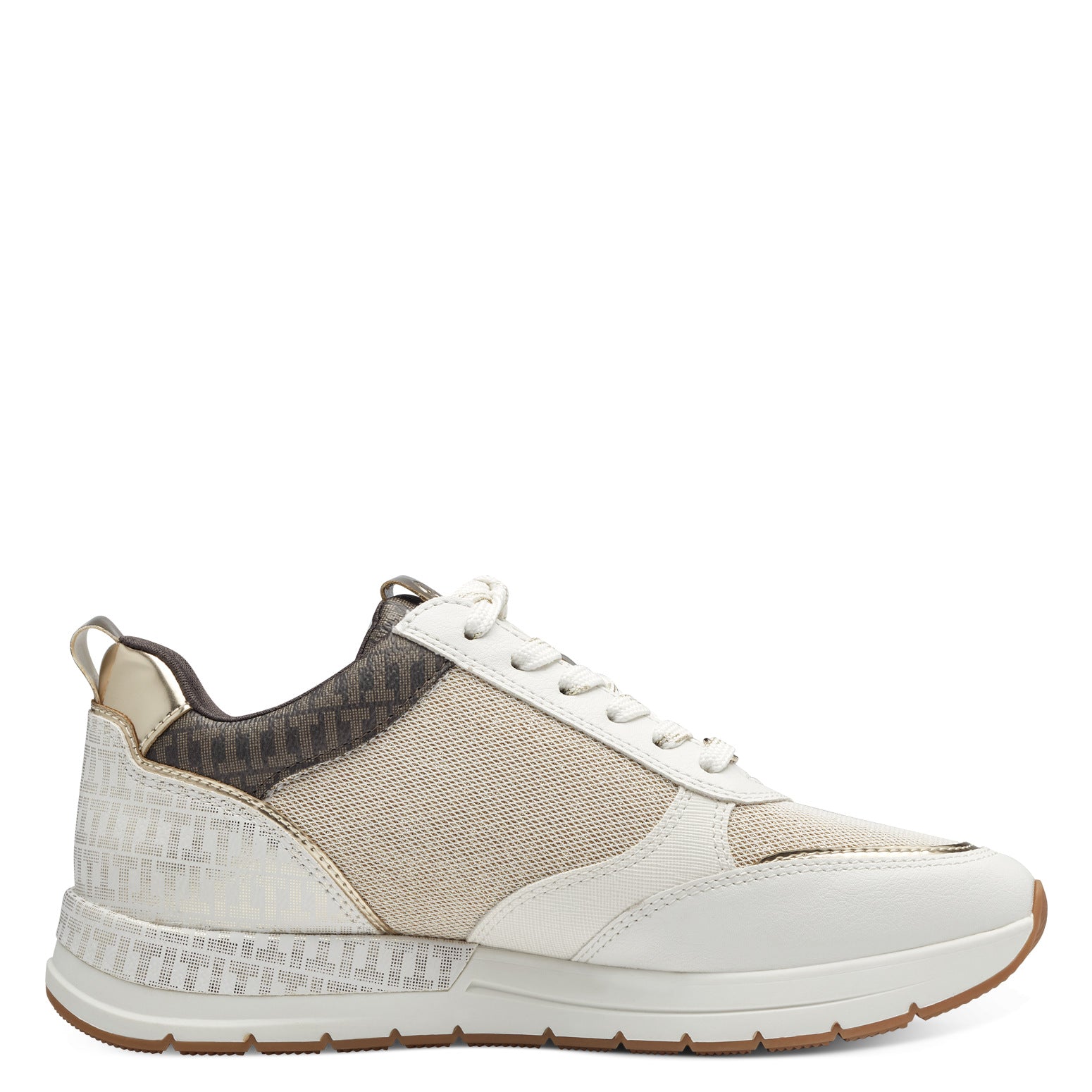 Tamaris Sneakers med print og guld detaljer Ivory Comb