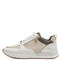 Tamaris Sneakers med print og guld detaljer Ivory Comb