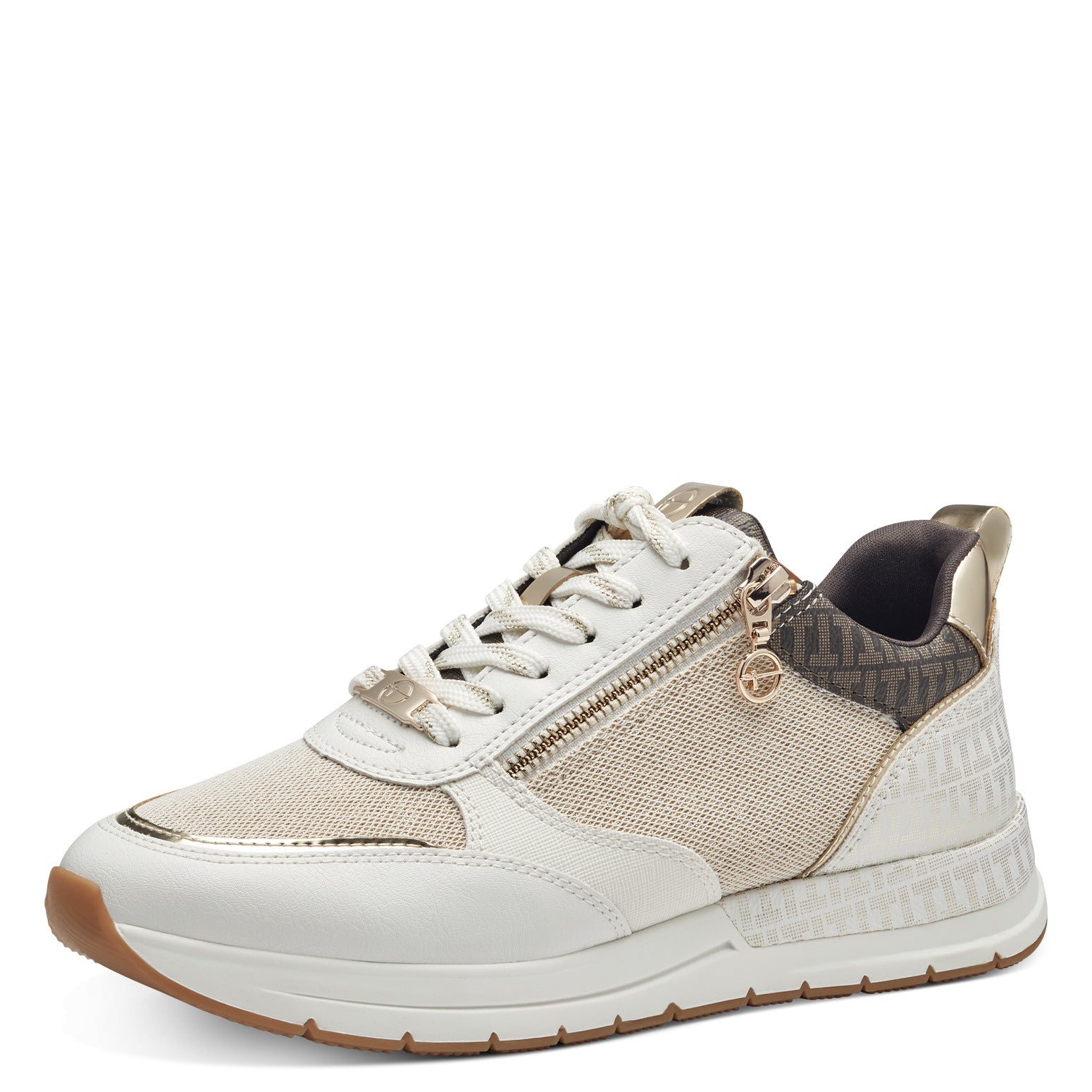 Tamaris Sneakers med print og guld detaljer Ivory Comb