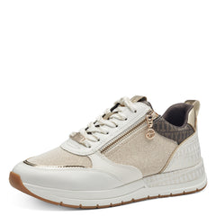 Tamaris Sneakers med print og guld detaljer Ivory Comb