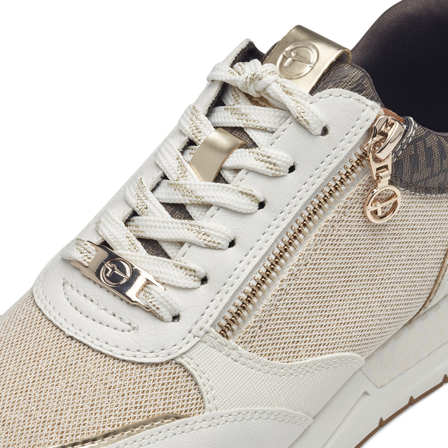 Tamaris Sneakers med print og guld detaljer Ivory Comb
