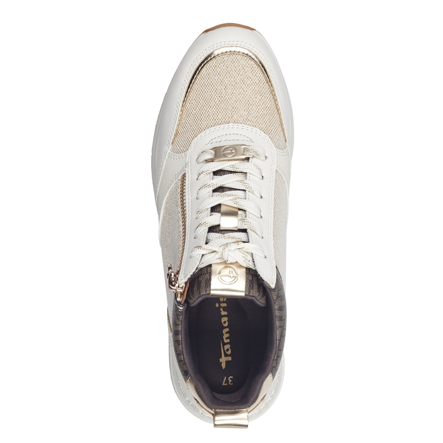 Tamaris Sneakers med print og guld detaljer Ivory Comb