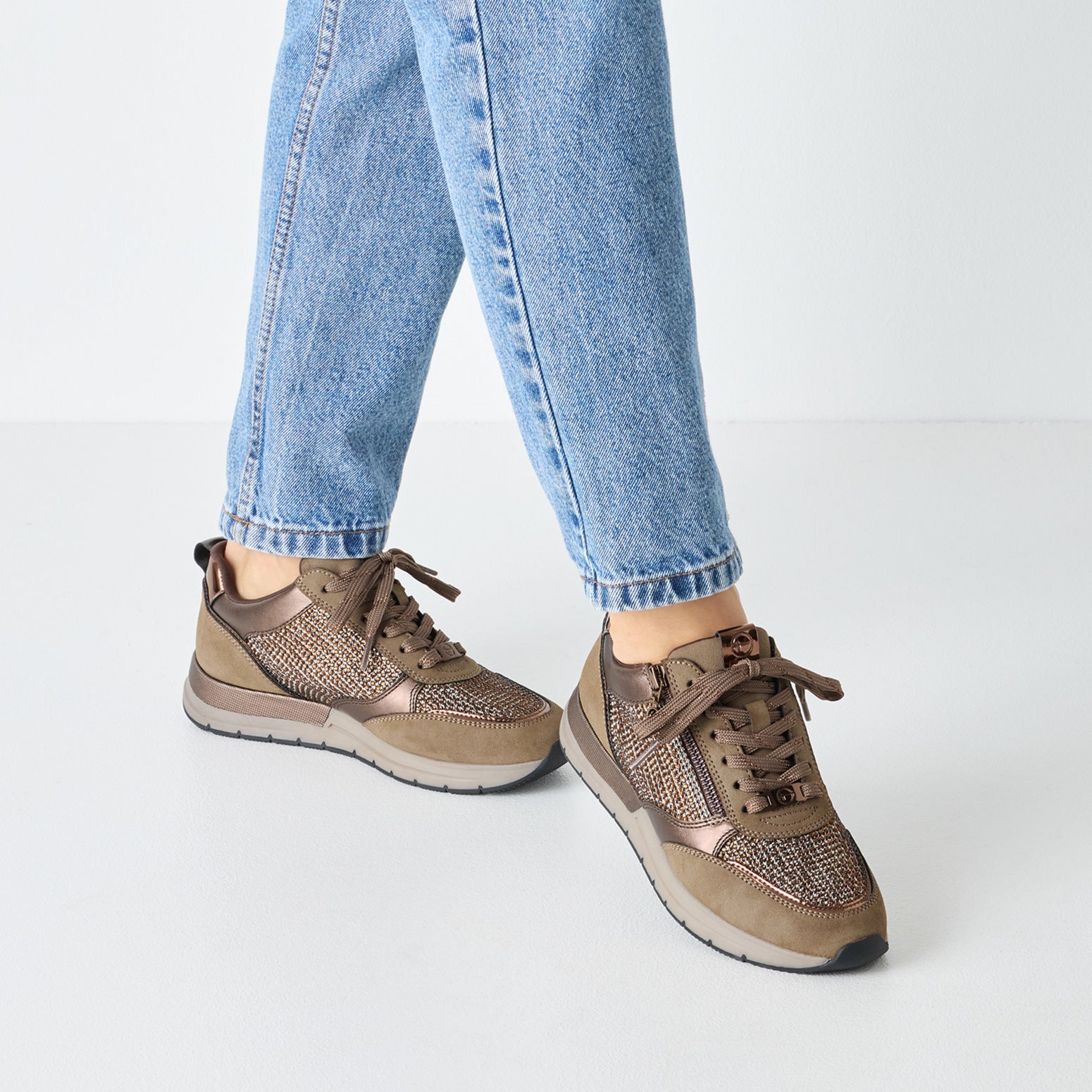 Tamaris Sneakers med bling Copper Glam