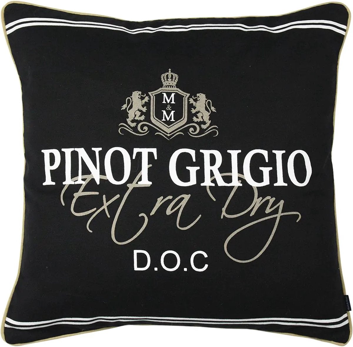 Pude Pinot Grigio design sort 50x50cm