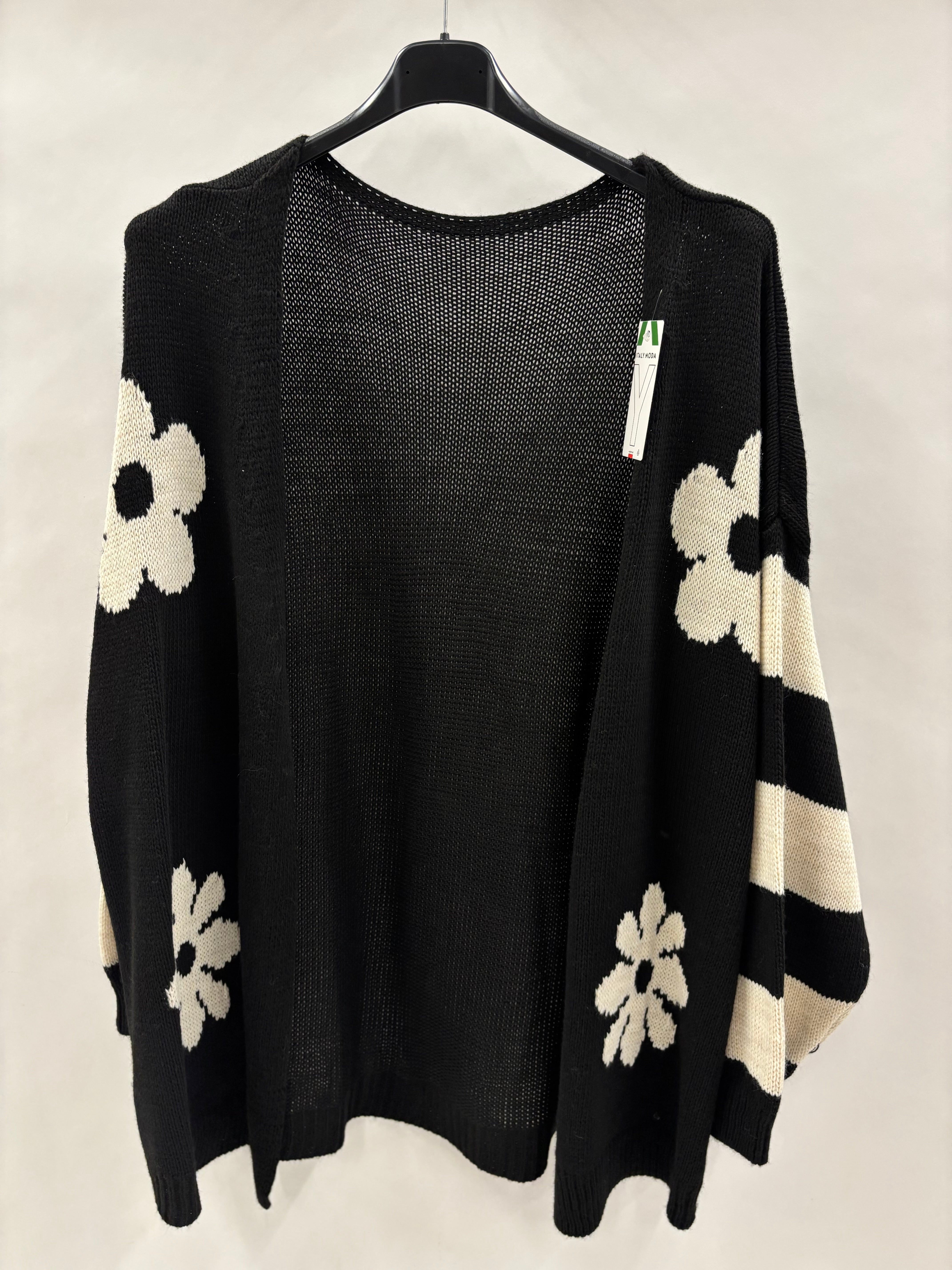 Strikcardigan, Blomster