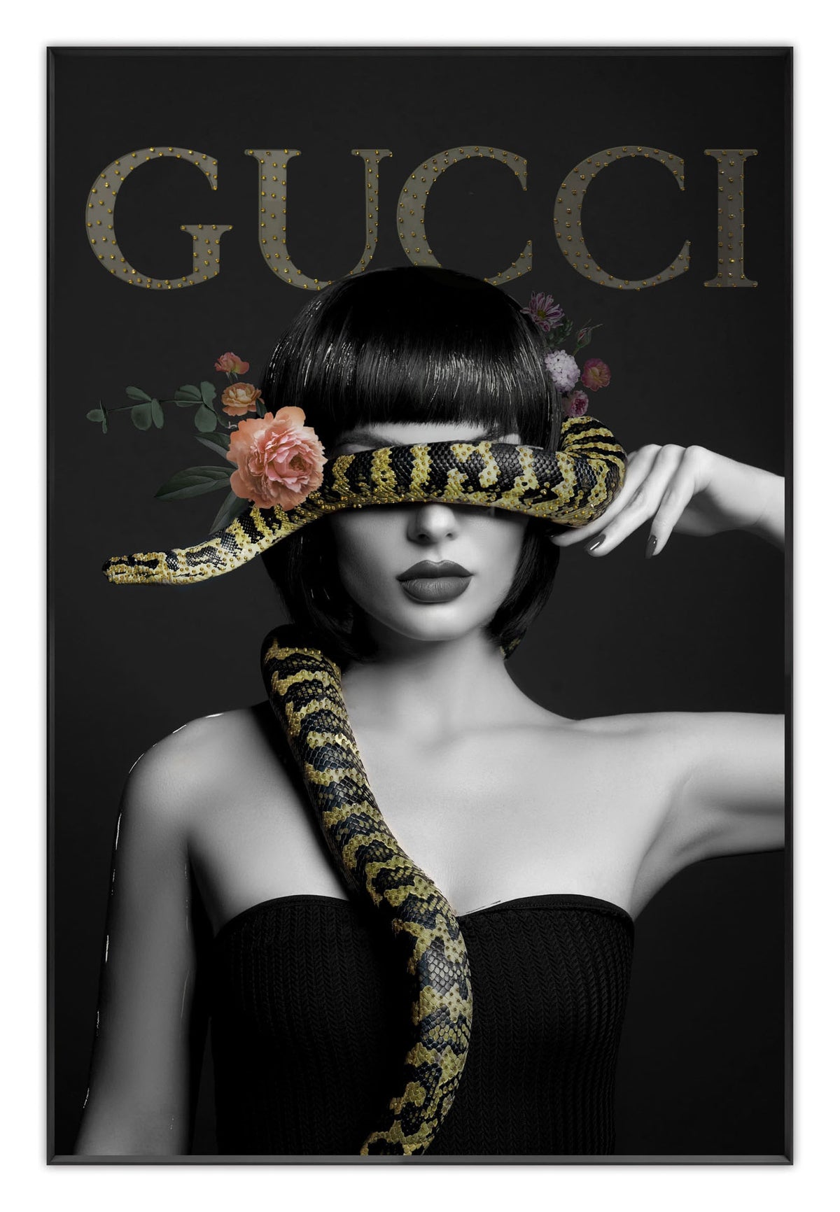 Mural framed Lady with snake 80x120cm