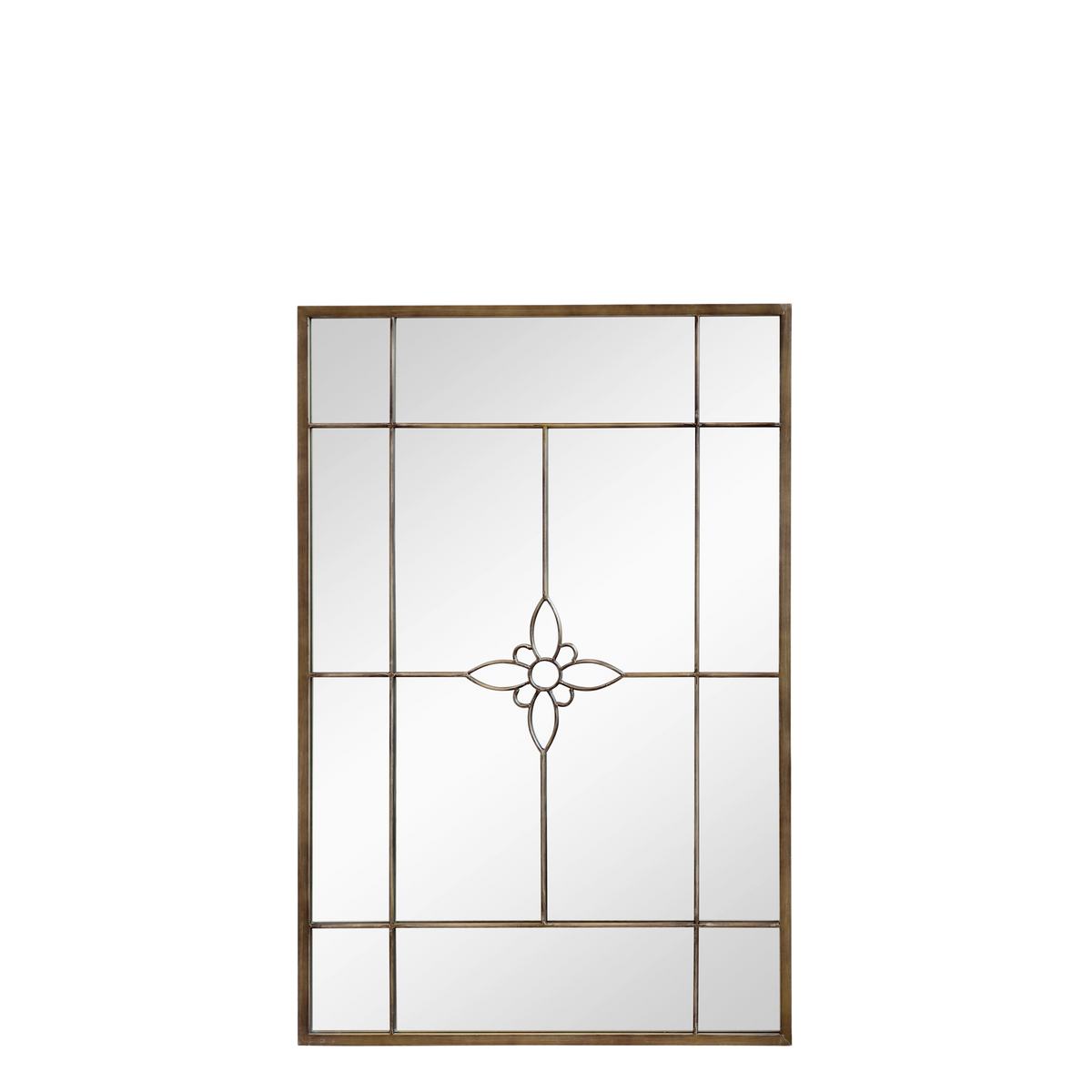 Mirror w. flower 120x80x3 cm antique brass