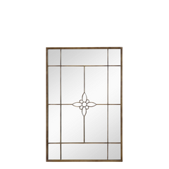 Mirror w. flower 120x80x3 cm antique brass