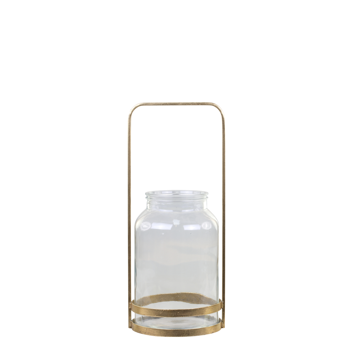 Lantern w. handle H42.5/L18/W17 cm antique brass