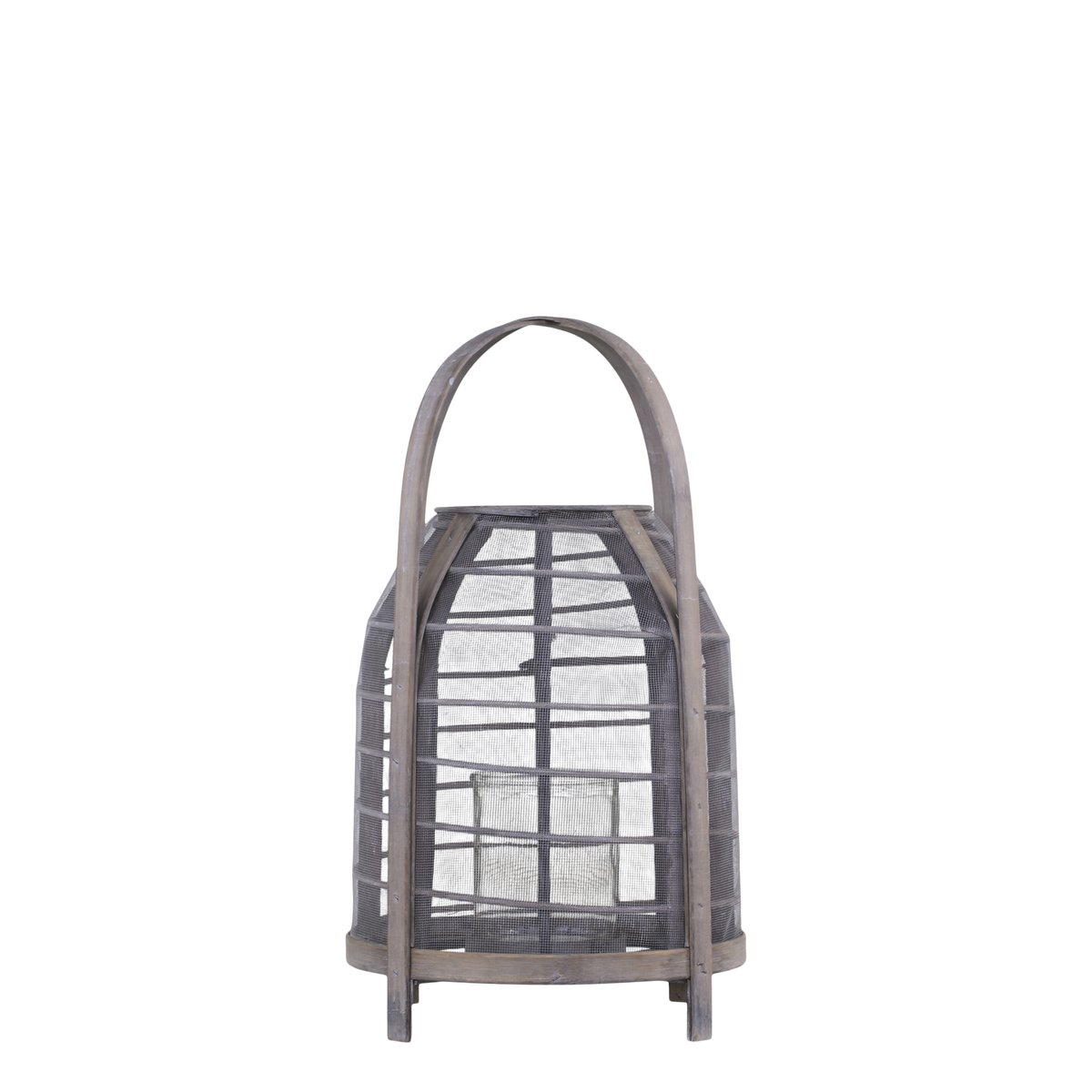 Wicker Lantern w. mesh H48/D27 cm French grey