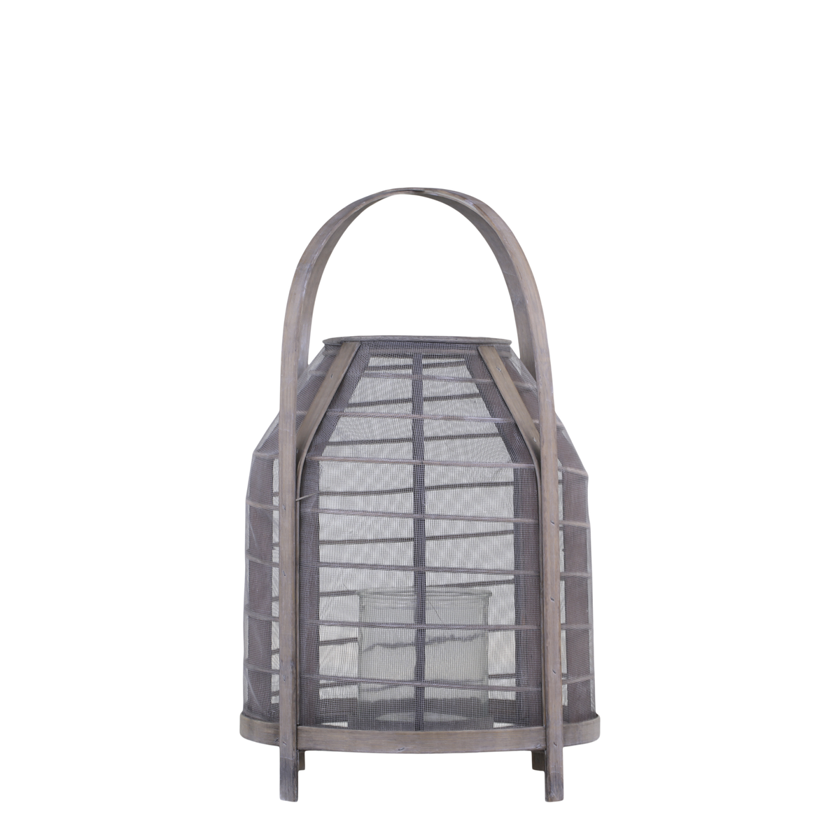 Wicker Lantern w. mesh H54/D32 cm French grey