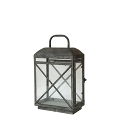 Lantern w. cross H39.5/L24/W14 cm antique zinc