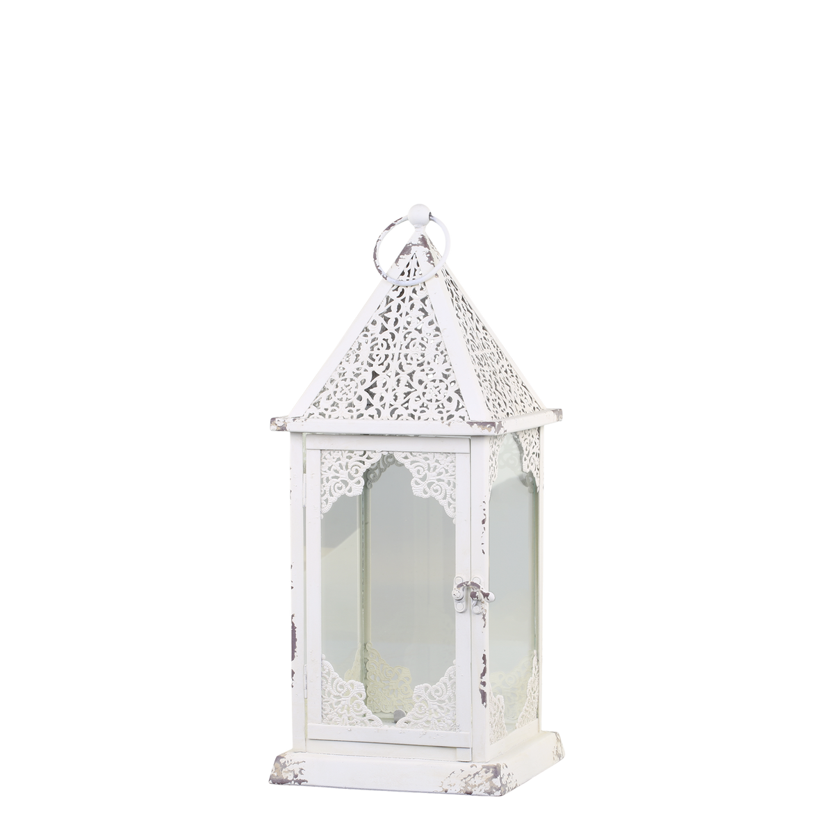 Lantern w. decor H43/L18/W18 cm antique cream