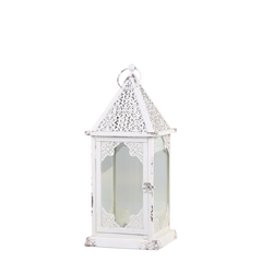 Lantern w. decor H43/L18/W18 cm antique cream