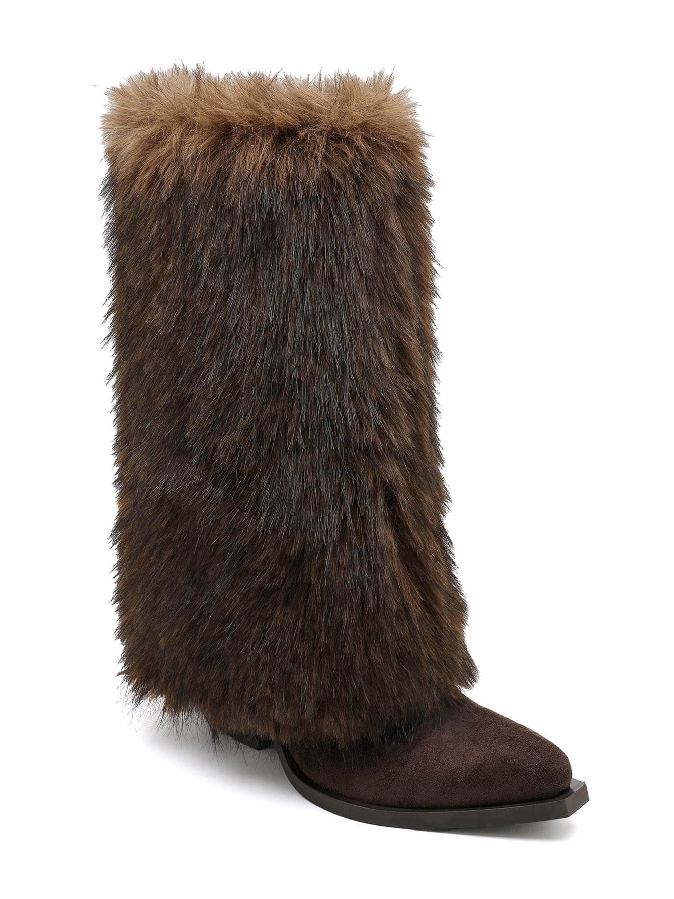 Cowboystøvler med pels fold