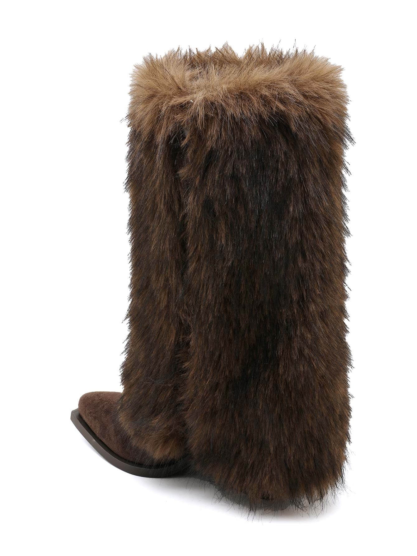 Cowboystøvler med pels fold