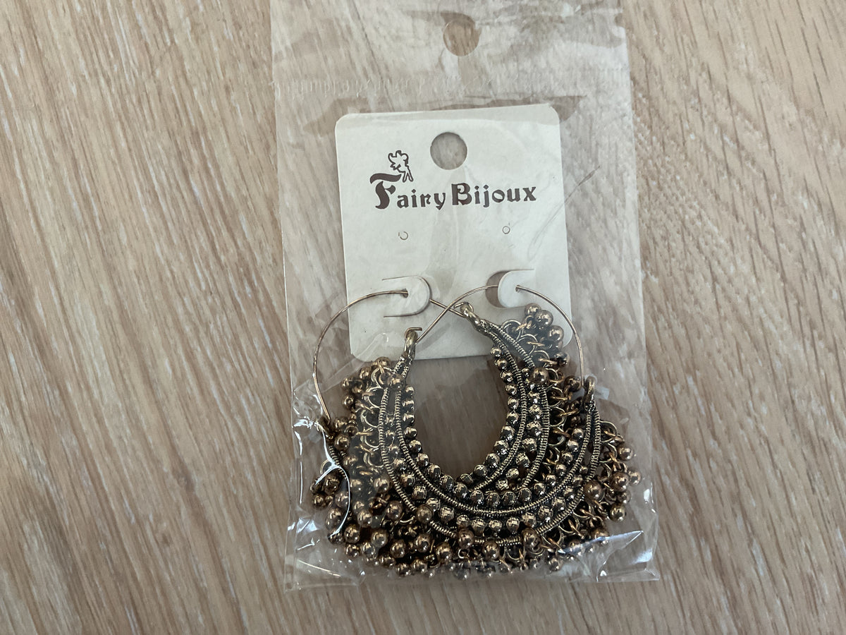Boho hoop øreringe med vedhæng
