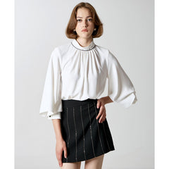 Access Fashion Blouse with rhinestones and sleeves black