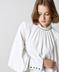 Access Fashion Blouse with rhinestones and sleeves black