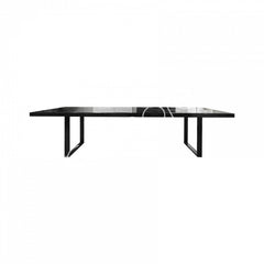 Dining table recycl. wood black highgloss IR legs 300x100x76