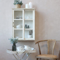 Skab til væg m. skydedøre 70x52x20cm antique creme