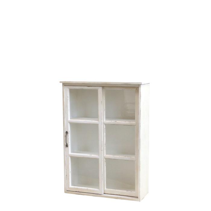 Skab til væg m. skydedøre 70x52x20cm antique creme