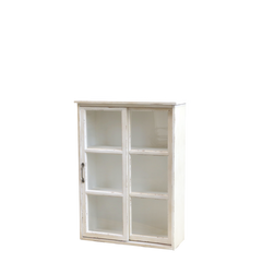 Skab til væg m. skydedøre 70x52x20cm antique creme