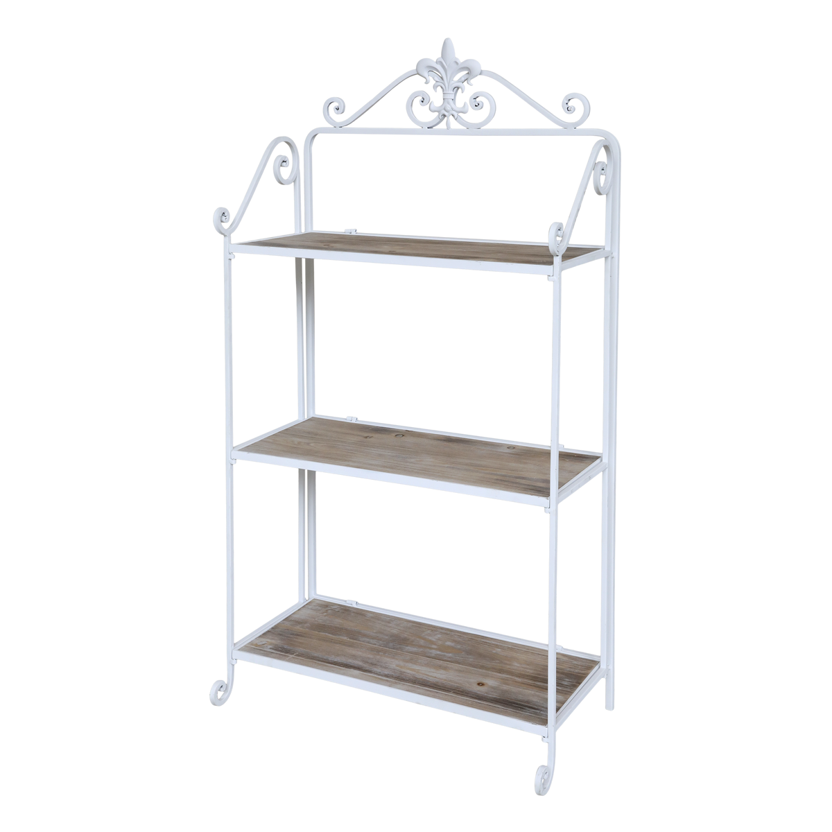 Reol m. 3 hylder i træ 120xL63xB34 cm antik hvid