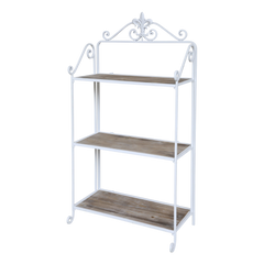 Reol m. 3 hylder i træ 120xL63xB34 cm antik hvid