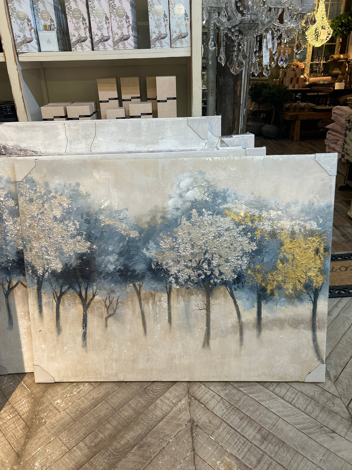 Maleri - guld og sølv 118x90 by Krone 1